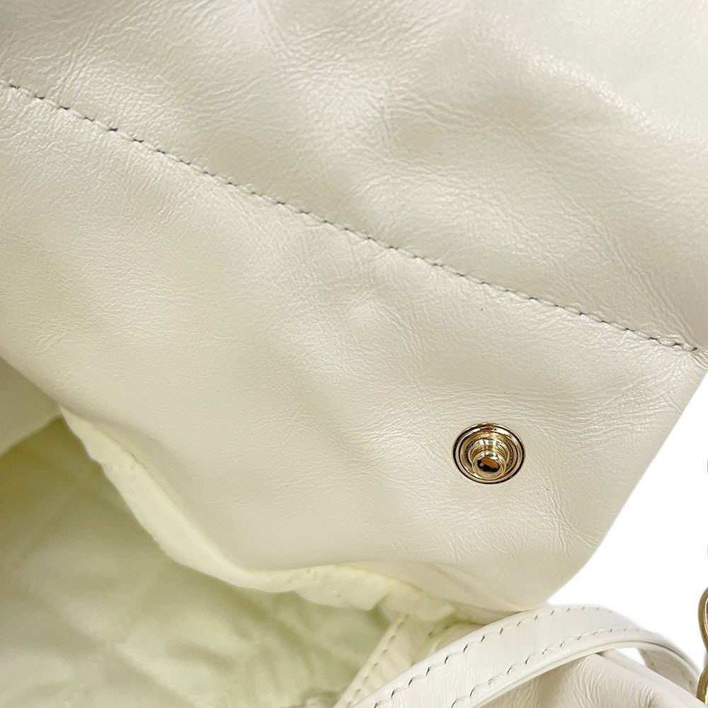Chanel Chain Shoulder Bag Quilted Perforated 22 Small White — view 9