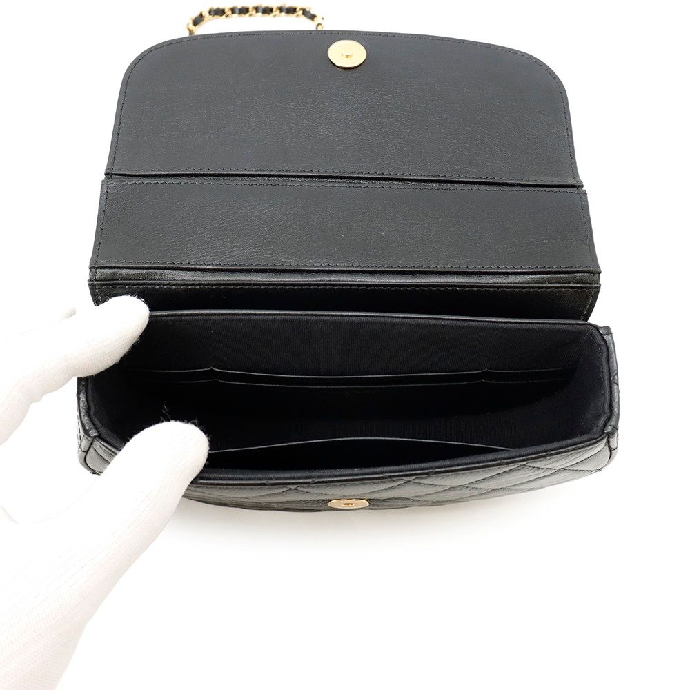 Chanel Chain Shoulder Bag Quilted CC Logo Half Moon Phone Folder Black — view 6