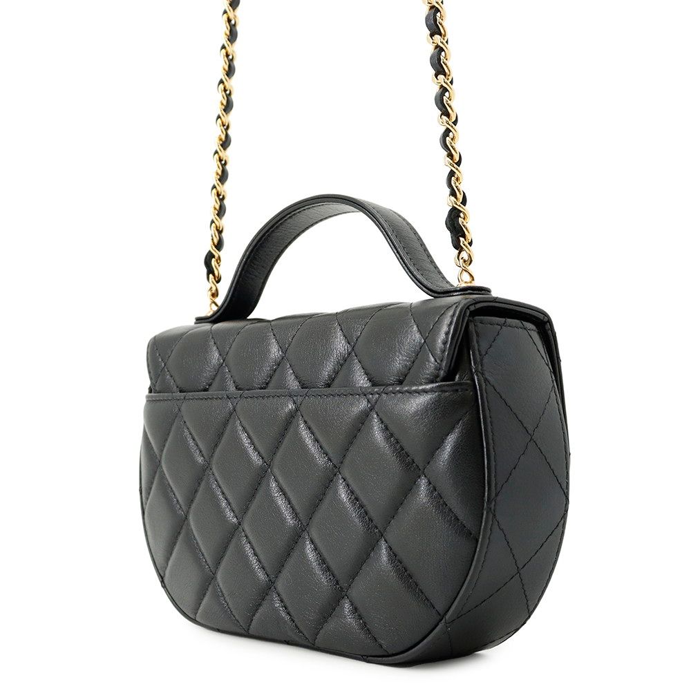 Chanel Chain Shoulder Bag Quilted CC Logo Half Moon Phone Folder Black — view 2