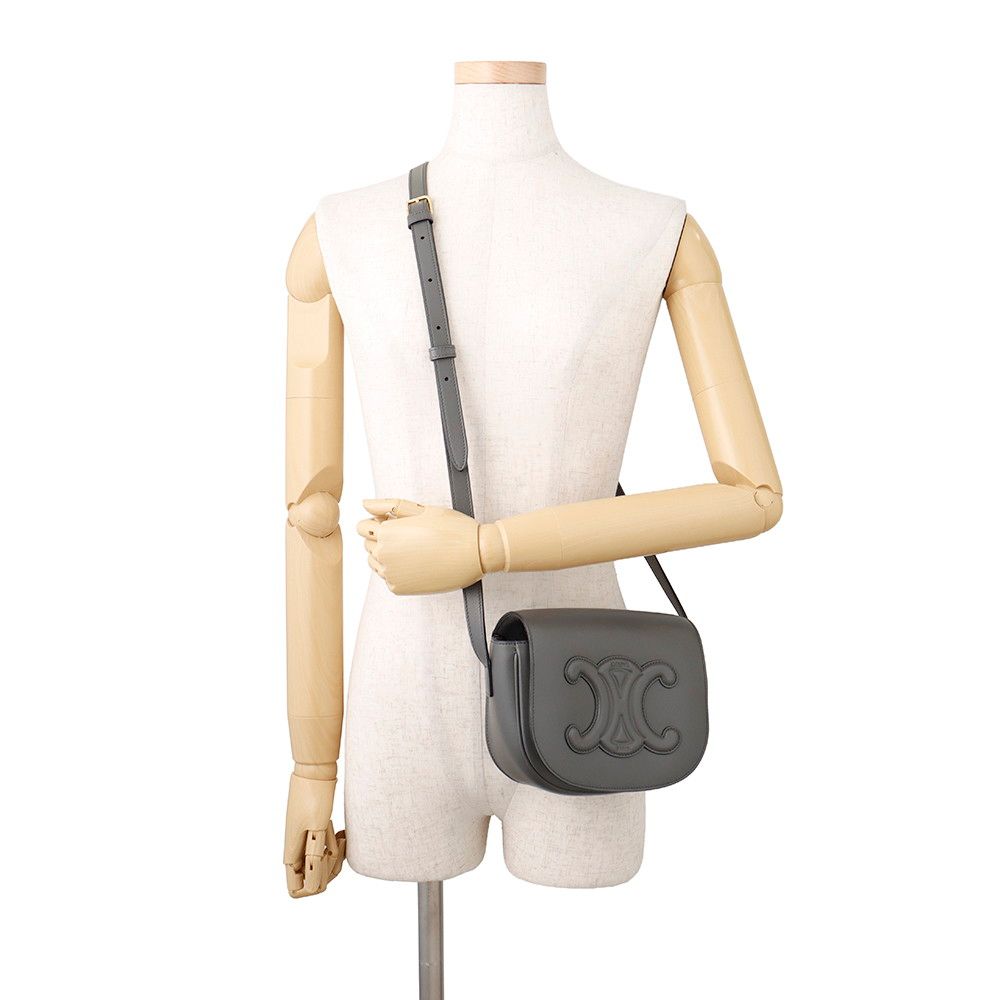 Celine Shoulder Bag Cuir Triomphe Folco Calf Leather — view 4