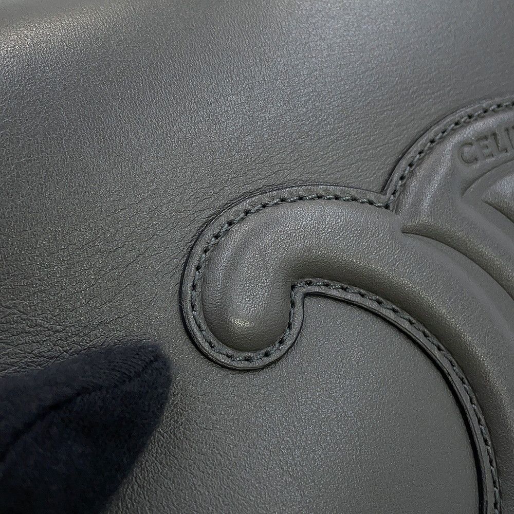 Celine Shoulder Bag Cuir Triomphe Folco Calf Leather — view 6