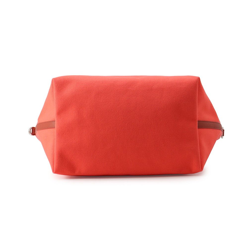 Hermes Tote So Cabas Petit Ash Orange Green Silver Canvas Epsom — view 3