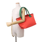 Hermes Tote So Cabas Petit Ash Orange Green Silver Canvas Epsom — view 4