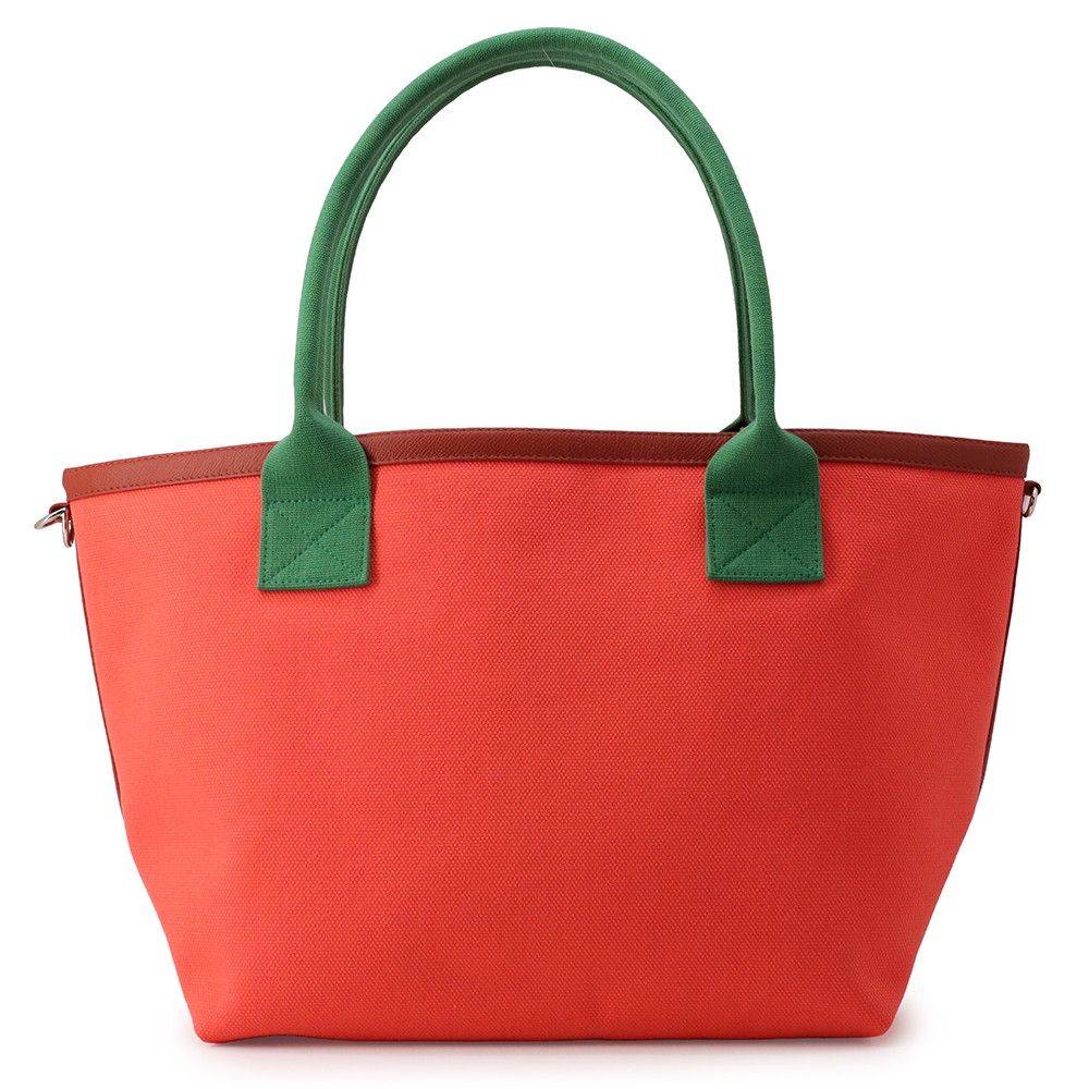 Hermes Tote So Cabas Petit Ash Orange Green Silver Canvas Epsom