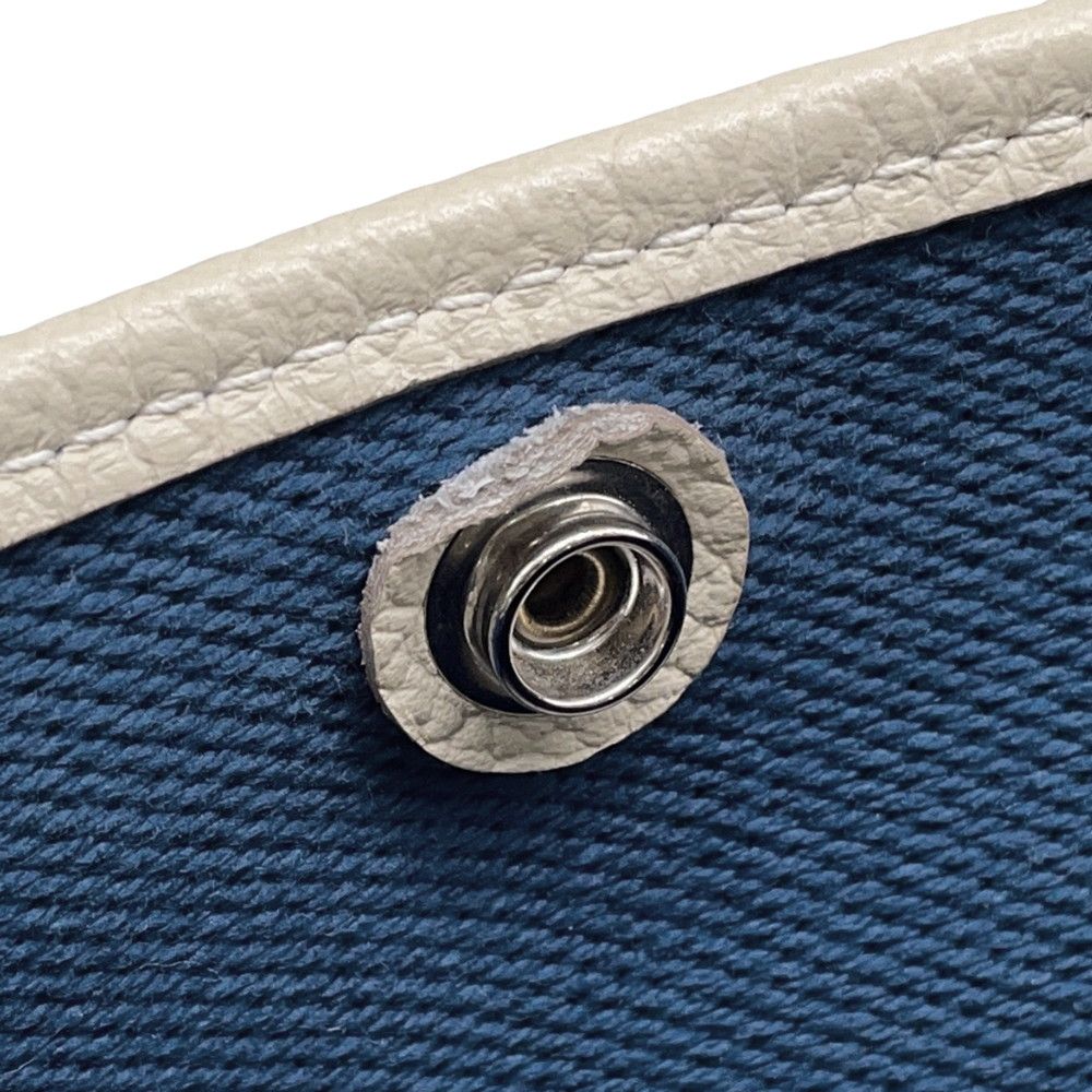 Hermes Tote Garden Party TPM Cles Ecru Blue Deplus Silver Toile Ash Country — view 8