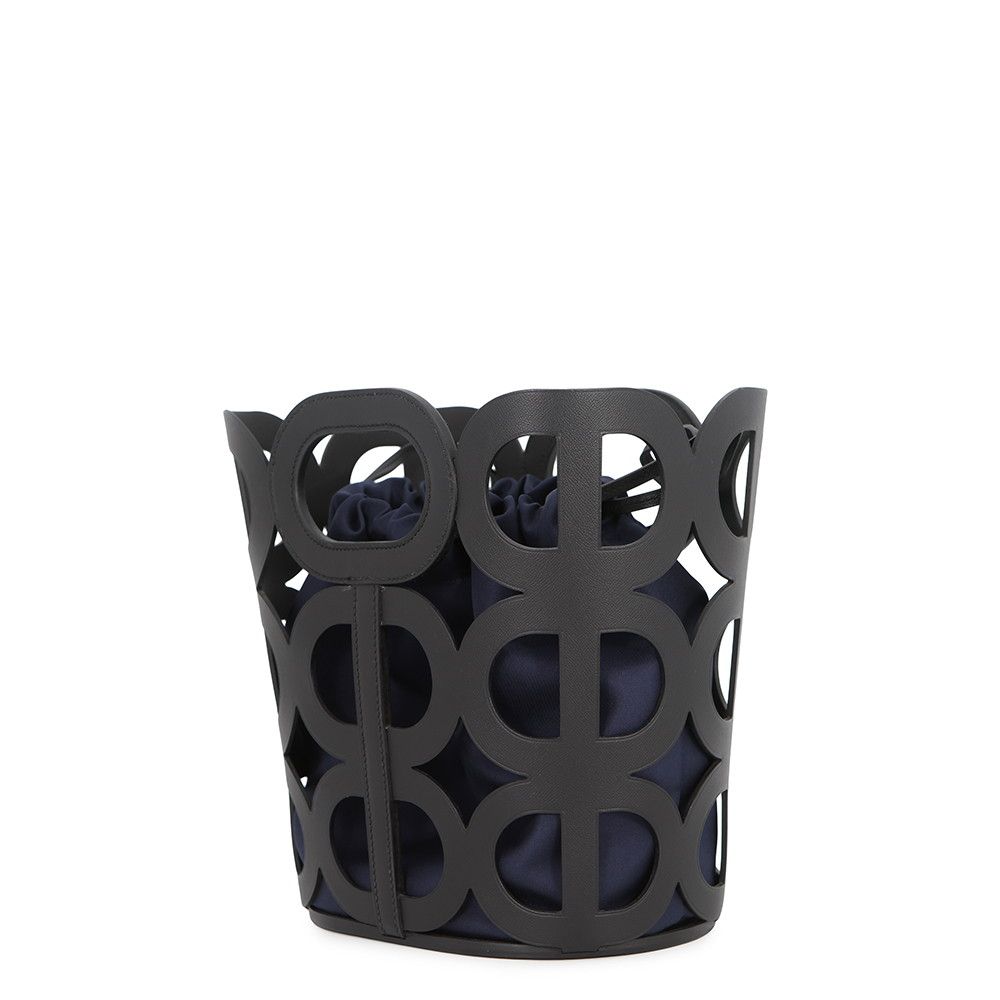 Hermes Handbag Chaine D'ancre Black Navy Vo Madame Silk — view 2