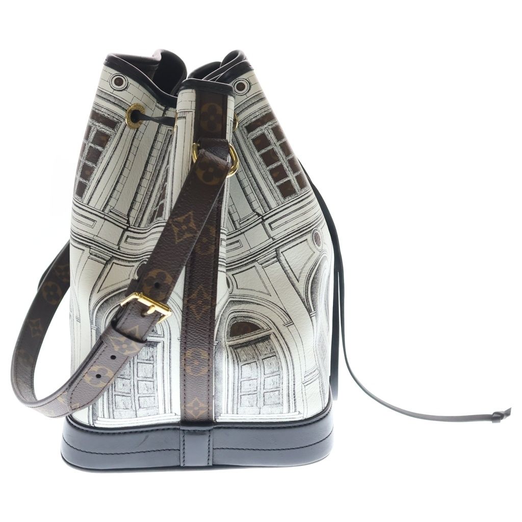 Louis Vuitton Fornasetti Noe MM Tote Shoulder Bag White Brown Leather Gold — view 3