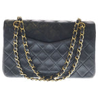 Chanel Quilted 23 Double Flap Chain Shoulder Bag Black Lambskin Gold — view 2