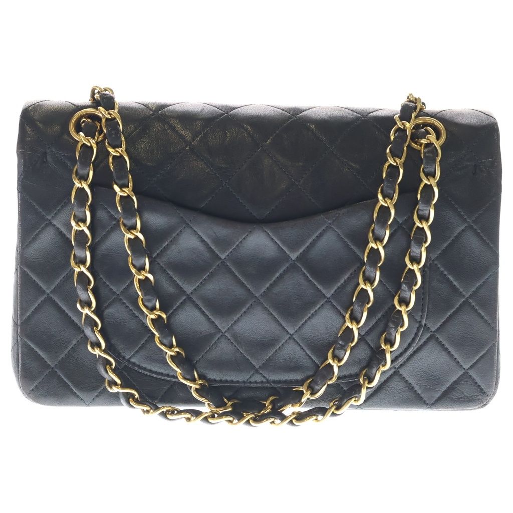 Chanel Quilted 23 Double Flap Chain Shoulder Bag Black Lambskin Gold — view 2