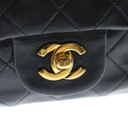 Chanel Quilted 23 Double Flap Chain Shoulder Bag Black Lambskin Gold — view 7