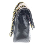 Chanel Quilted 23 Double Flap Chain Shoulder Bag Black Lambskin Gold — view 3