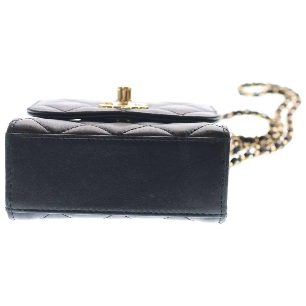 Chanel Quilted 11 Mini Chain Shoulder Bag Black Lambskin Gold — view 4