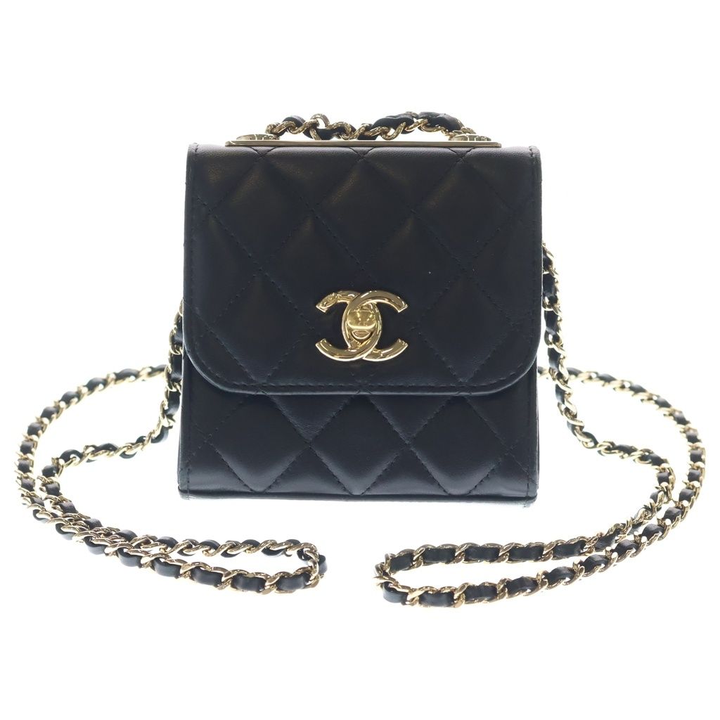 Chanel Quilted 11 Mini Chain Shoulder Bag Black Lambskin Gold