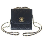 Chanel Quilted 11 Mini Chain Shoulder Bag Black Lambskin Gold