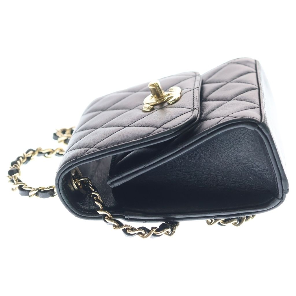 Chanel Quilted 11 Mini Chain Shoulder Bag Black Lambskin Gold — view 3