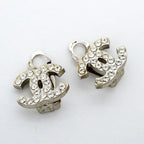 Chanel Earrings CC Logo Metal Rhinestone Silver — view 2