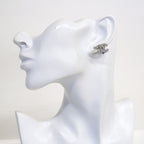 Chanel Earrings CC Logo Metal Rhinestone Silver — view 5