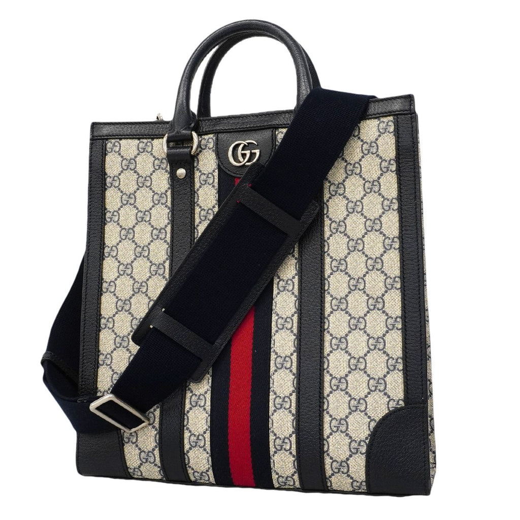 Gucci Tote Ophidia Leather Navy Silver 2-Way