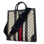 Gucci Tote Ophidia Leather Navy Silver 2-Way
