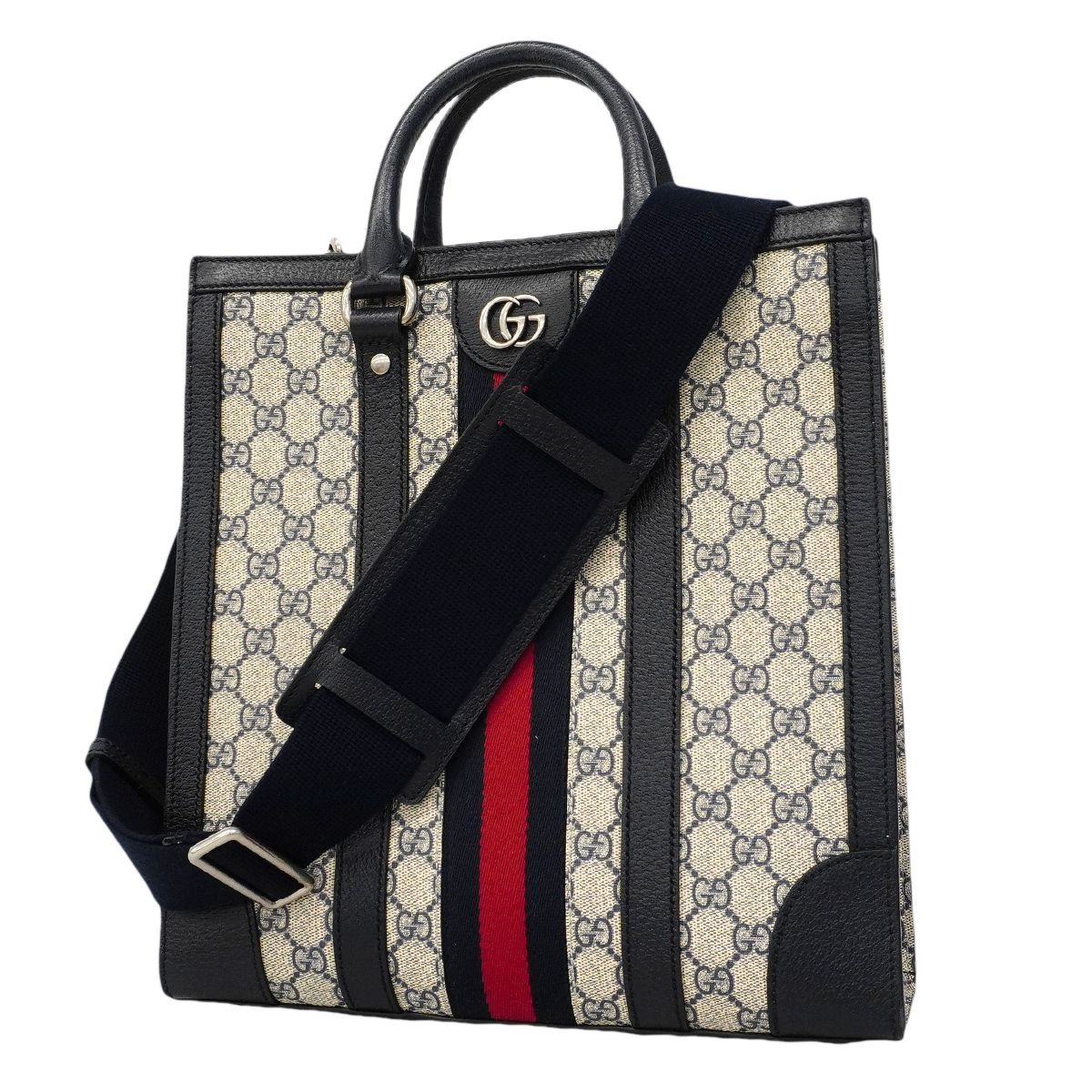 Gucci Tote Ophidia Leather Navy Silver 2-Way