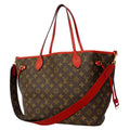 Louis Vuitton Tote Monogram Neverfull Inside Out MM Brown Sari Red 2-Way
