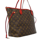Louis Vuitton Tote Monogram Neverfull Inside Out MM Brown Sari Red 2-Way — view 2