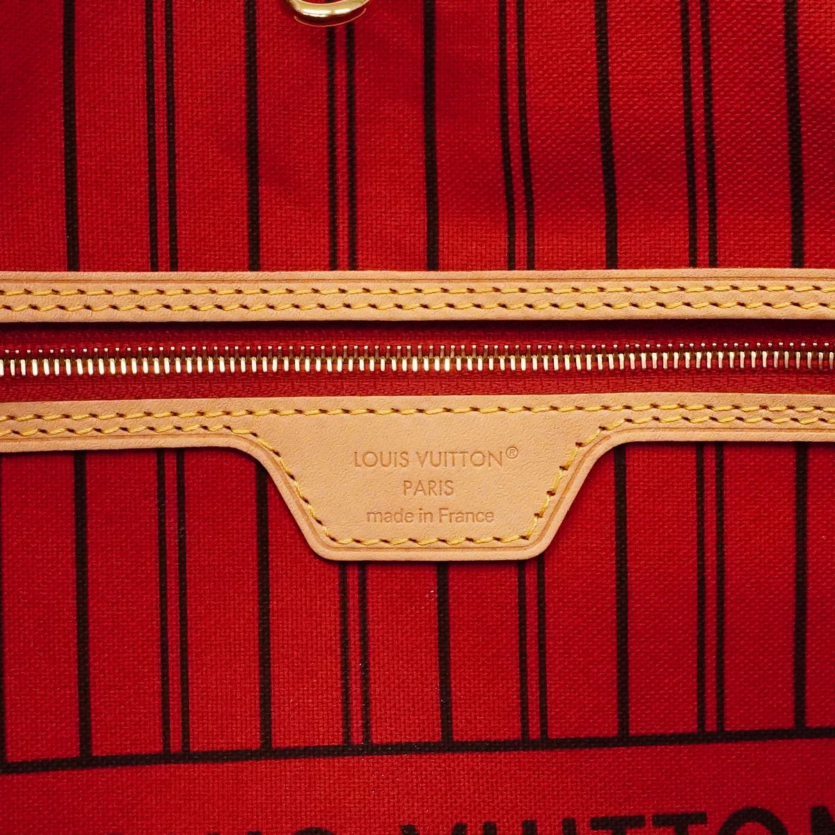 Louis Vuitton Tote Monogram Neverfull Inside Out MM Brown Sari Red 2-Way — view 5