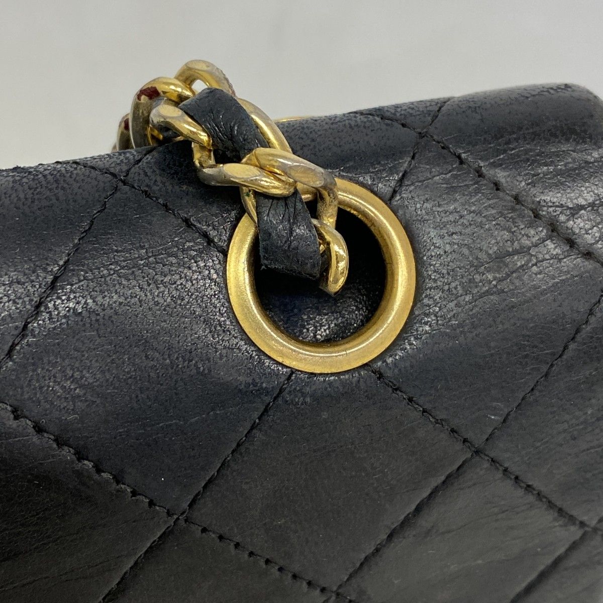 Chanel Shoulder Bag Quilted Lambskin Black Gold — view 8