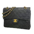 Chanel Shoulder Bag Quilted Lambskin Black Gold
