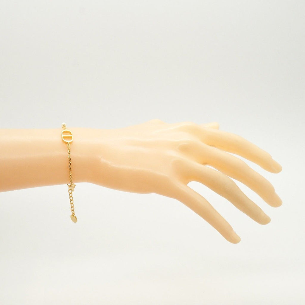 Dior Bracelet CD Logo Gold Plated Faux Pearl Rhinestone — view 6