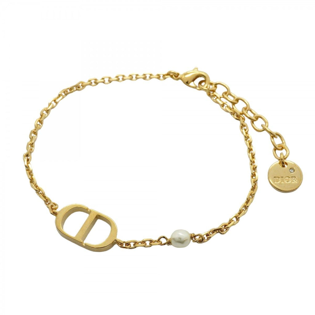 Dior Bracelet CD Logo Gold Plated Faux Pearl Rhinestone