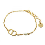 Dior Bracelet CD Logo Gold Plated Faux Pearl Rhinestone