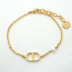 Dior Bracelet CD Logo Gold Plated Faux Pearl Rhinestone — view 3