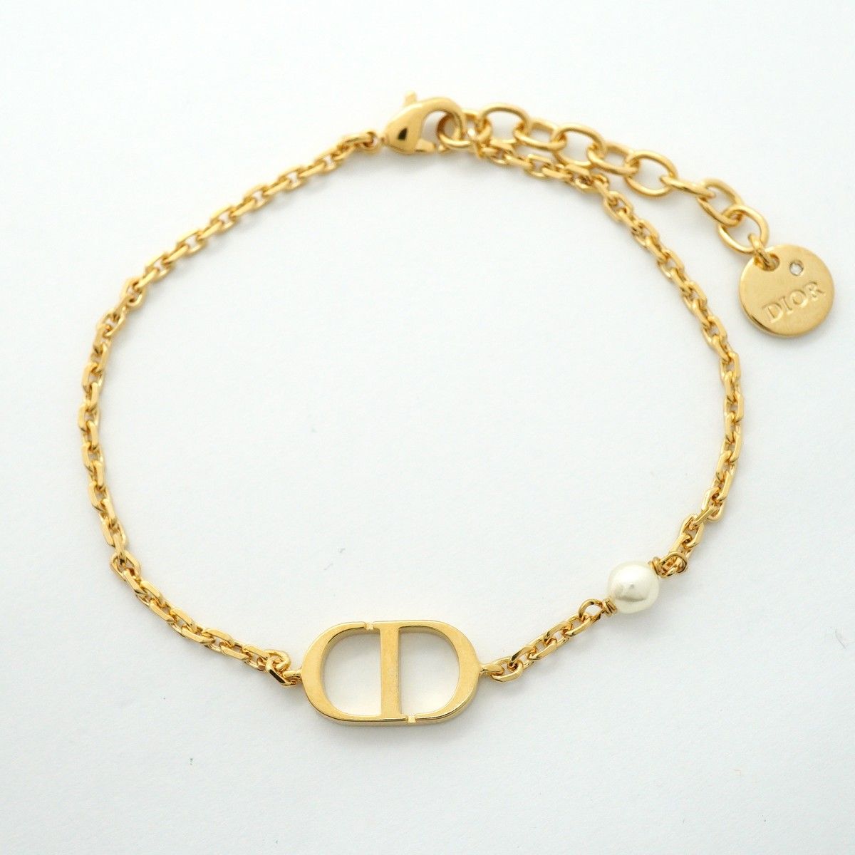 Dior Bracelet CD Logo Gold Plated Faux Pearl Rhinestone — view 3