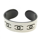 Chanel Bangle CC Logo Plastic White Black Cles Bracelet