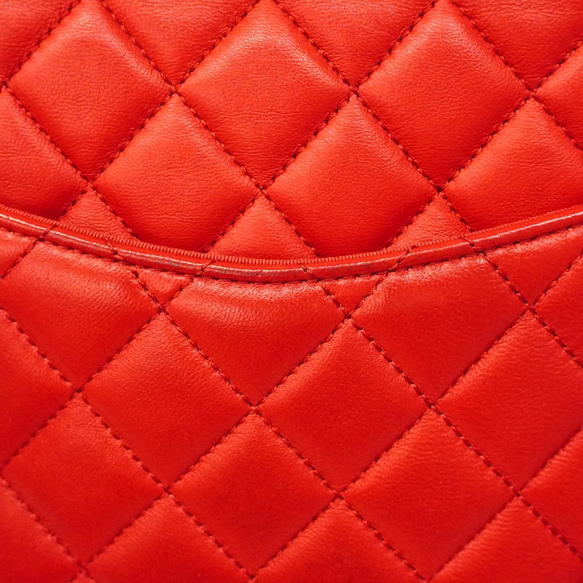 Chanel Backpack Quilted Lambskin Red Gold — view 9