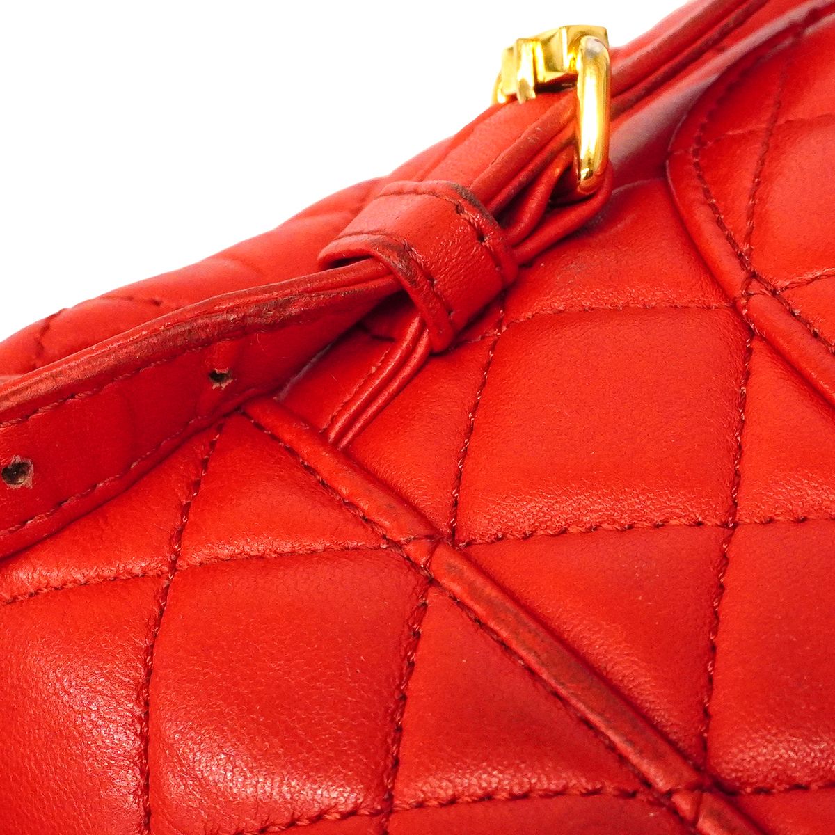 Chanel Backpack Quilted Lambskin Red Gold — view 8