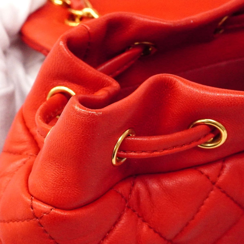 Chanel Backpack Quilted Lambskin Red Gold — view 6
