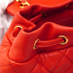 Chanel Backpack Quilted Lambskin Red Gold — view 6