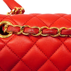 Chanel Backpack Quilted Lambskin Red Gold — view 7