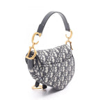 Dior Handbag Saddle Oblique Navy Canvas Leather Bag Mini — view 2