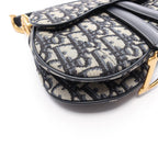 Dior Handbag Saddle Oblique Navy Canvas Leather Bag Mini — view 5