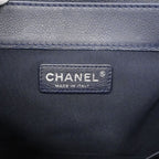 Chanel Shoulder Bag Boy Lambskin Navy Silver — view 5