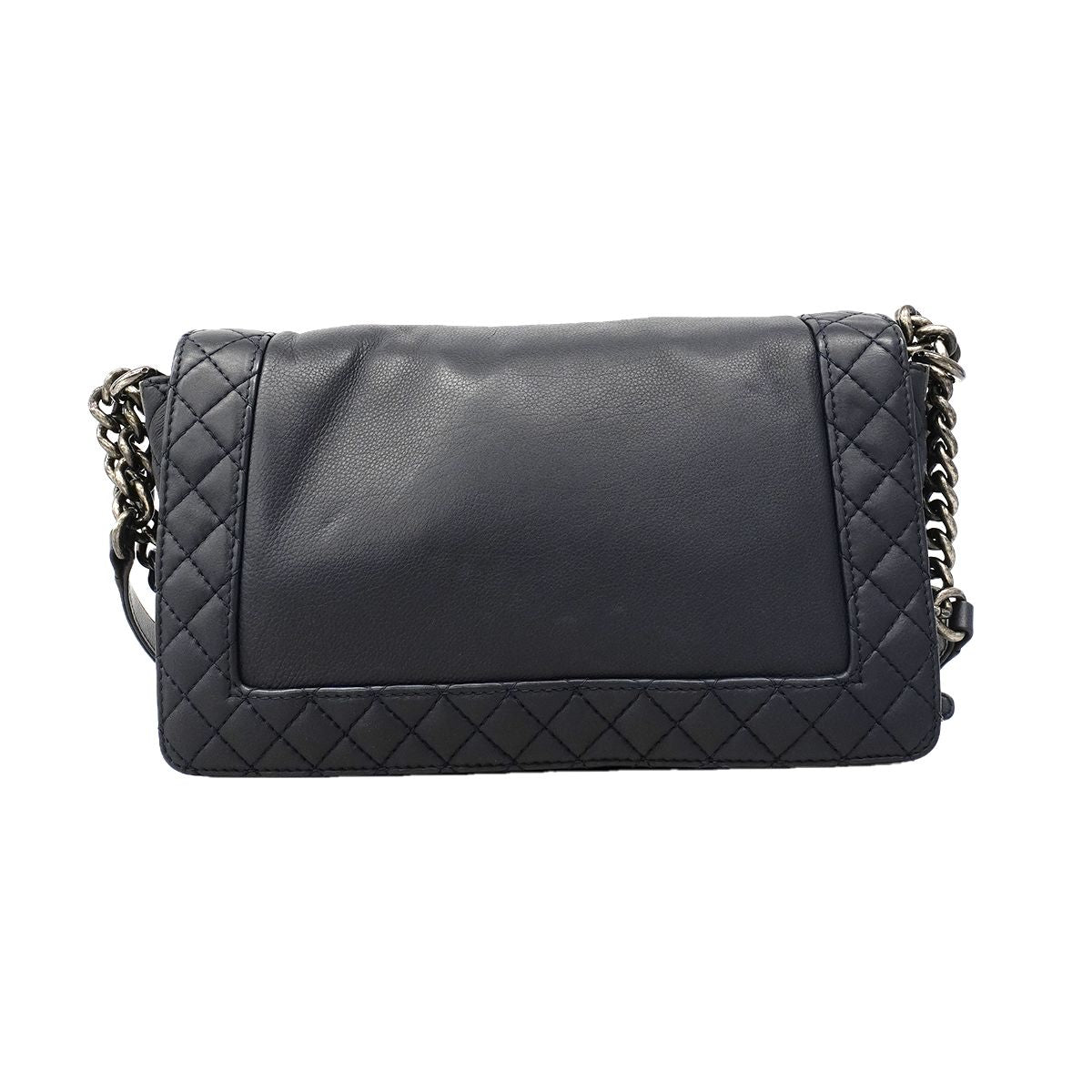 Chanel Shoulder Bag Boy Lambskin Navy Silver — view 9
