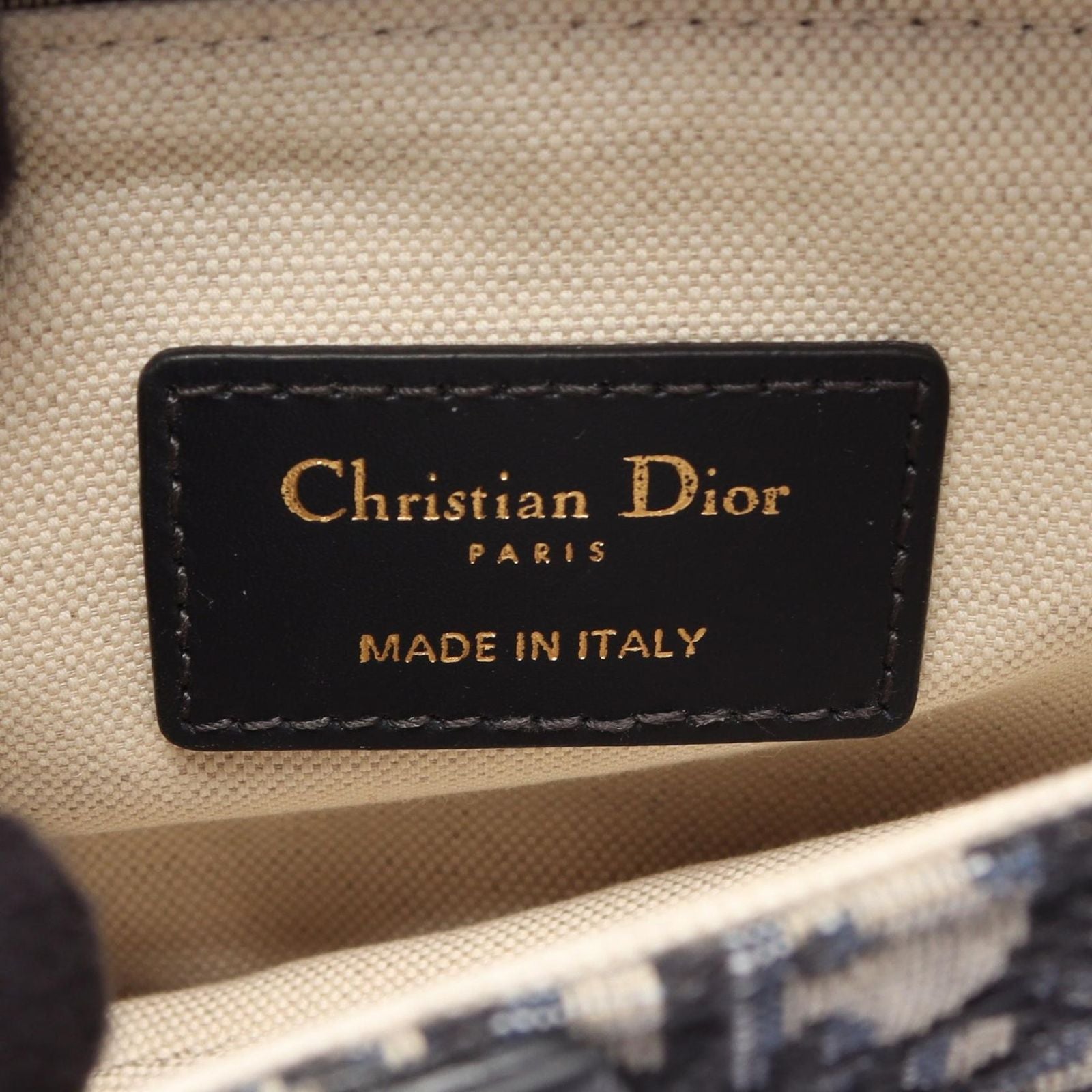 Dior Handbag Saddle Oblique Navy Canvas Leather Bag Mini — view 4