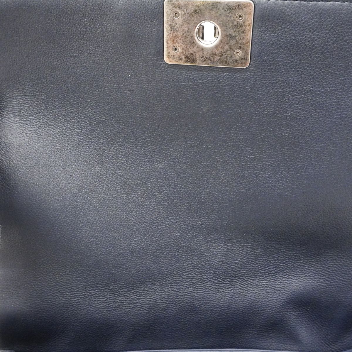Chanel Shoulder Bag Boy Lambskin Navy Silver — view 8