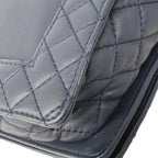 Chanel Shoulder Bag Boy Lambskin Navy Silver — view 6