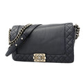 Chanel Shoulder Bag Boy Lambskin Navy Silver