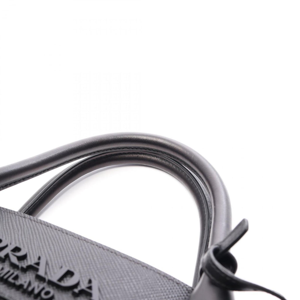Prada Handbag Saffiano Cuir C Monochrome 2-Way Black Leather — view 6