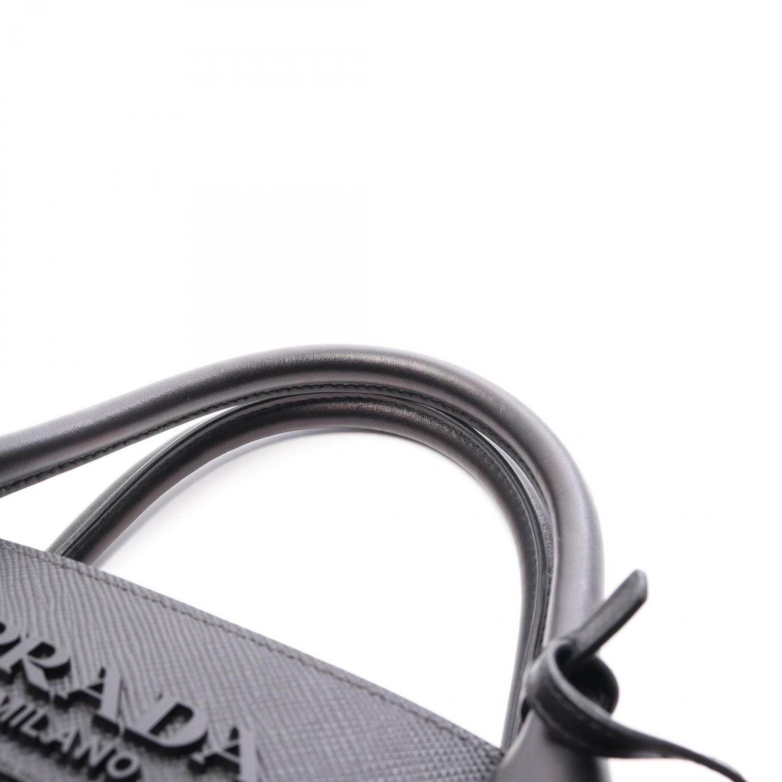 Prada Handbag Saffiano Cuir C Monochrome 2-Way Black Leather — view 6